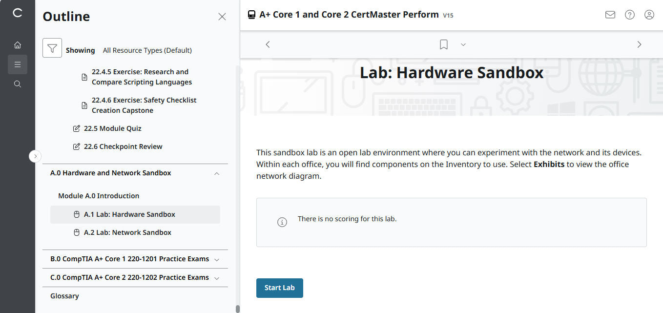 CompTIA A+ Core 1 & 2 CertMaster Perform  (V15)